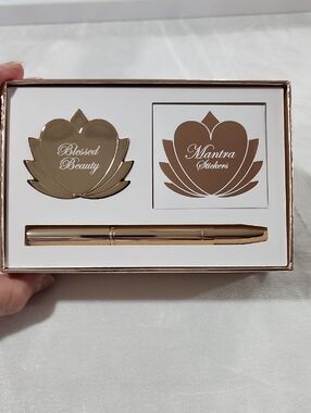 Blessed Beauty Box Natural Eye Shadow Set. Stackable Quad & Double Sided Brush.